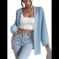 thumbnail image 2 of Cárdigan de Larga para Mujer, Suéter de Punto Suave Azul L, 2 of 8