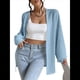 thumbnail image 2 of Cárdigan de Larga para Mujer, Suéter de Punto Suave Azul XL, 2 of 8