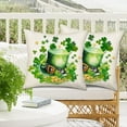 thumbnail image 3 of St Patricks Day Shamrock Clover Hat Pillow Covers 16x16 Inch Set of 2 St Patricks Day Decorations Throw Pillow Cover Lucky Charm Gold Coin Spring Farmhouse Cushion Case for Home Sofa Couch, 3 of 5