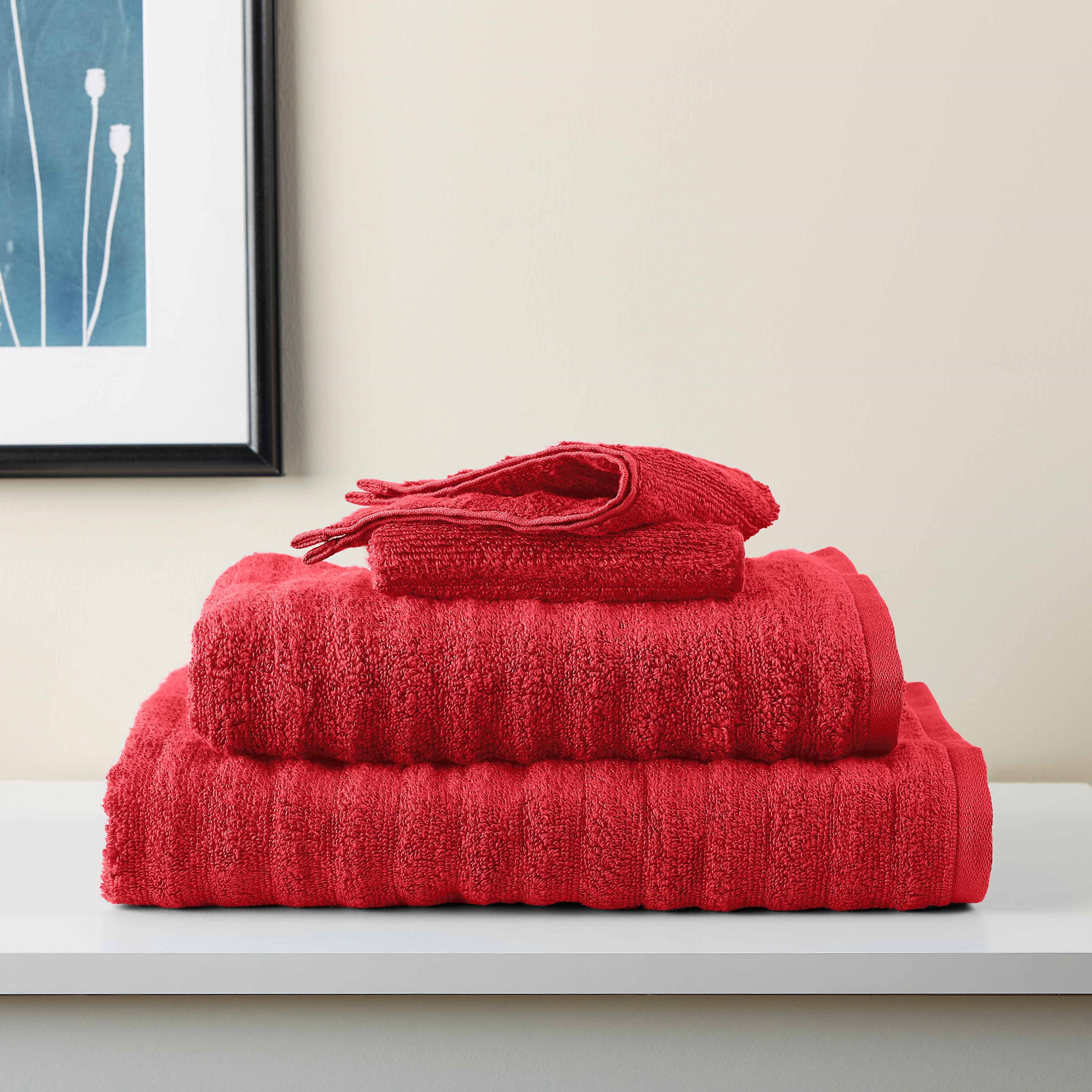 Mainstays Performance Textured Bath Towel, 54" x 30", Red Sedona