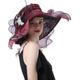 thumbnail image 2 of Women's Organza Church Hat,Fascinator Tea Party Hat,Ruffles Brim Wedding Hat, 2 of 4