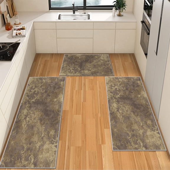 IsecretJoy Washable Kitchen Rugs Sets of 3, Non Slip Kitchen Mats for Floor Waterproof & Stain Resistant Runner Rug for Kitchen, Laundry Room, Hallway