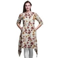 thumbnail image 1 of Bimba White Peony & Buttercup Floral Asymmetric Kurta Indian Tunic Tops For Women Printed Indian Clothing XSmall, 1 of 6