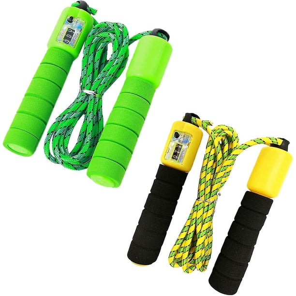 Cuerda para saltar para niños, cuerda para saltar de 2 piezas con mostrador y asas cómodas