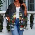 thumbnail image 7 of Women's Casual and Fashionable Christmas Printed Lightweight Mid-Length Jacket Cardigan, for Spring and Fall Wear,Navy,S, 7 of 7