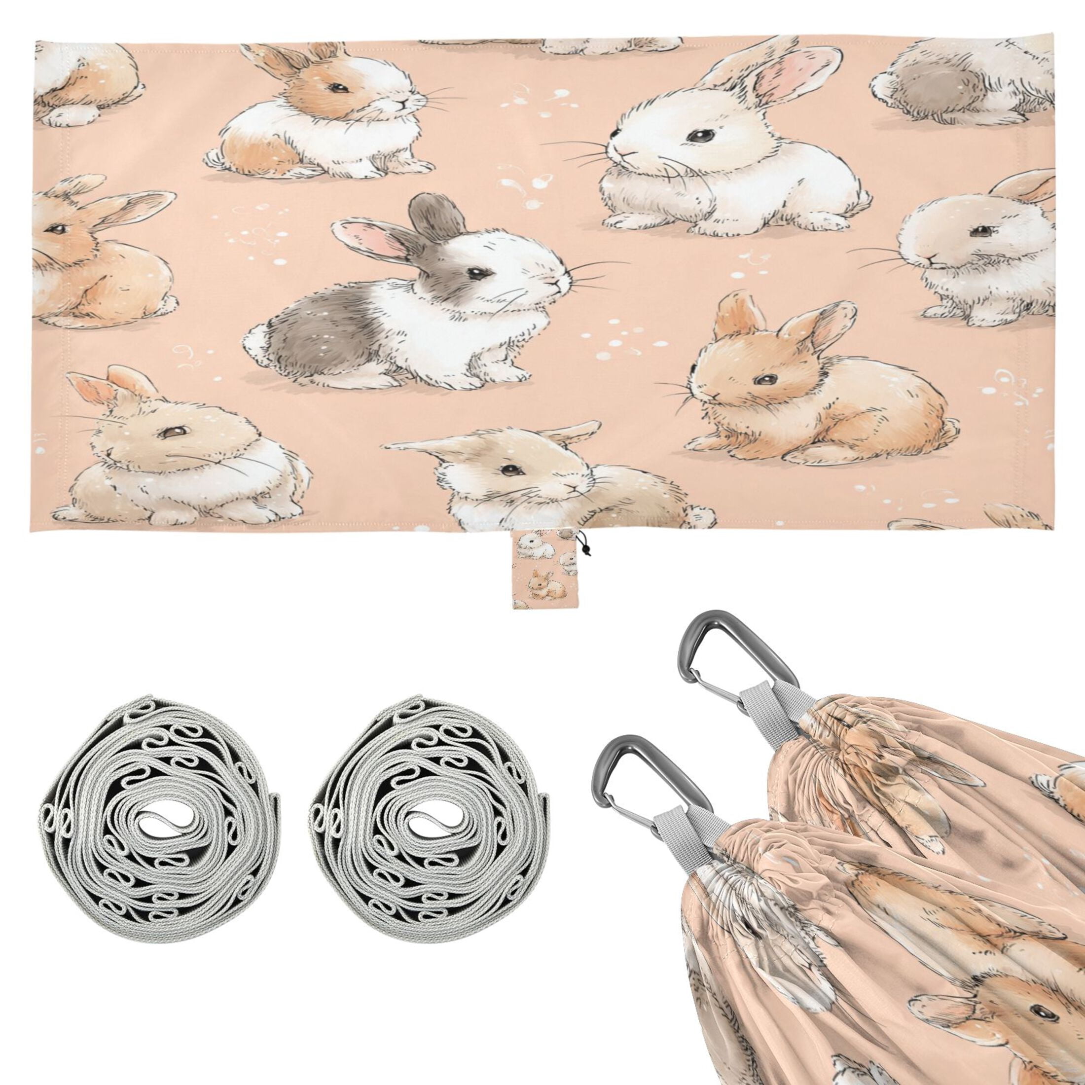 Hammock Camping Hammock Nylon Portable Hammock Travel Camping Hammock Sweet Cute Rabbit Illustration