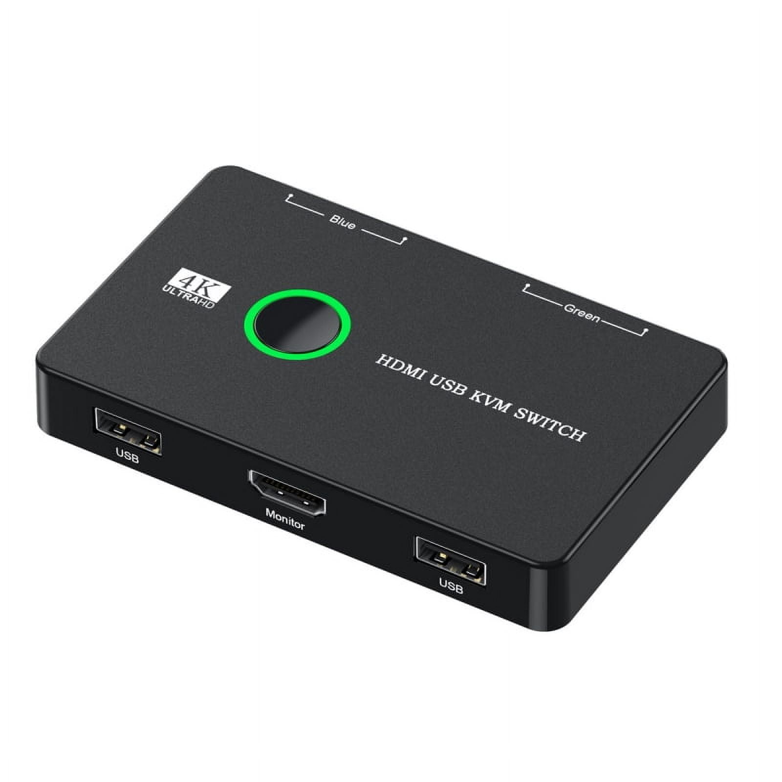 Xiwai KVM USB 2.0 & HDMI 4K Switch Selector Dual PCs Sharing Monitor HDTV USB Port Keyboard Mouse Scanner Printer