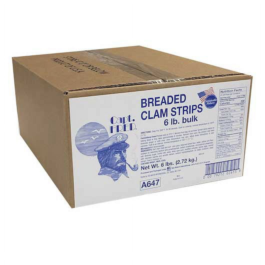 Cap Fred Sea Watch Frozen Captain Pride Fried Breaded Clam Strip, 6 Pound - 1 each.