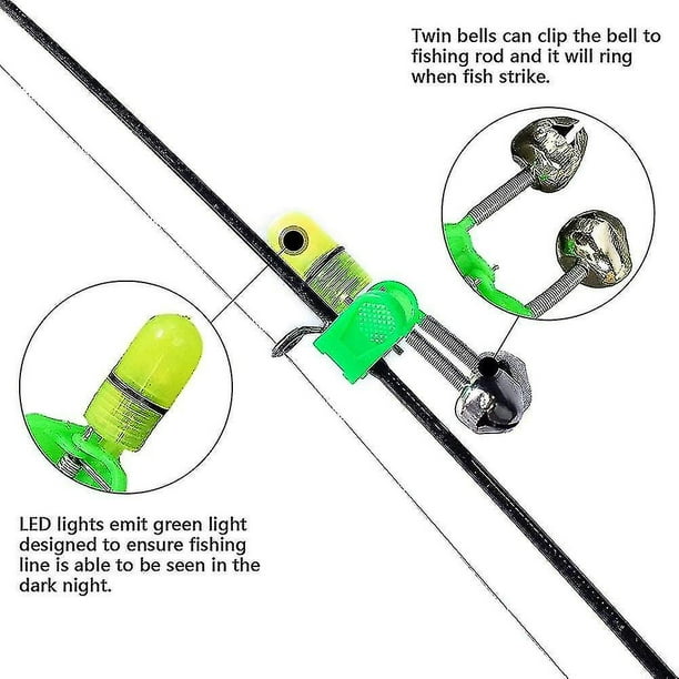 Fishing Bell Clip Light Night Sea Fishing Rod Light Clip With Double Bell  Ring Fishing Bite Alert Light Clip On Fishing Rod, Pack Of 20 