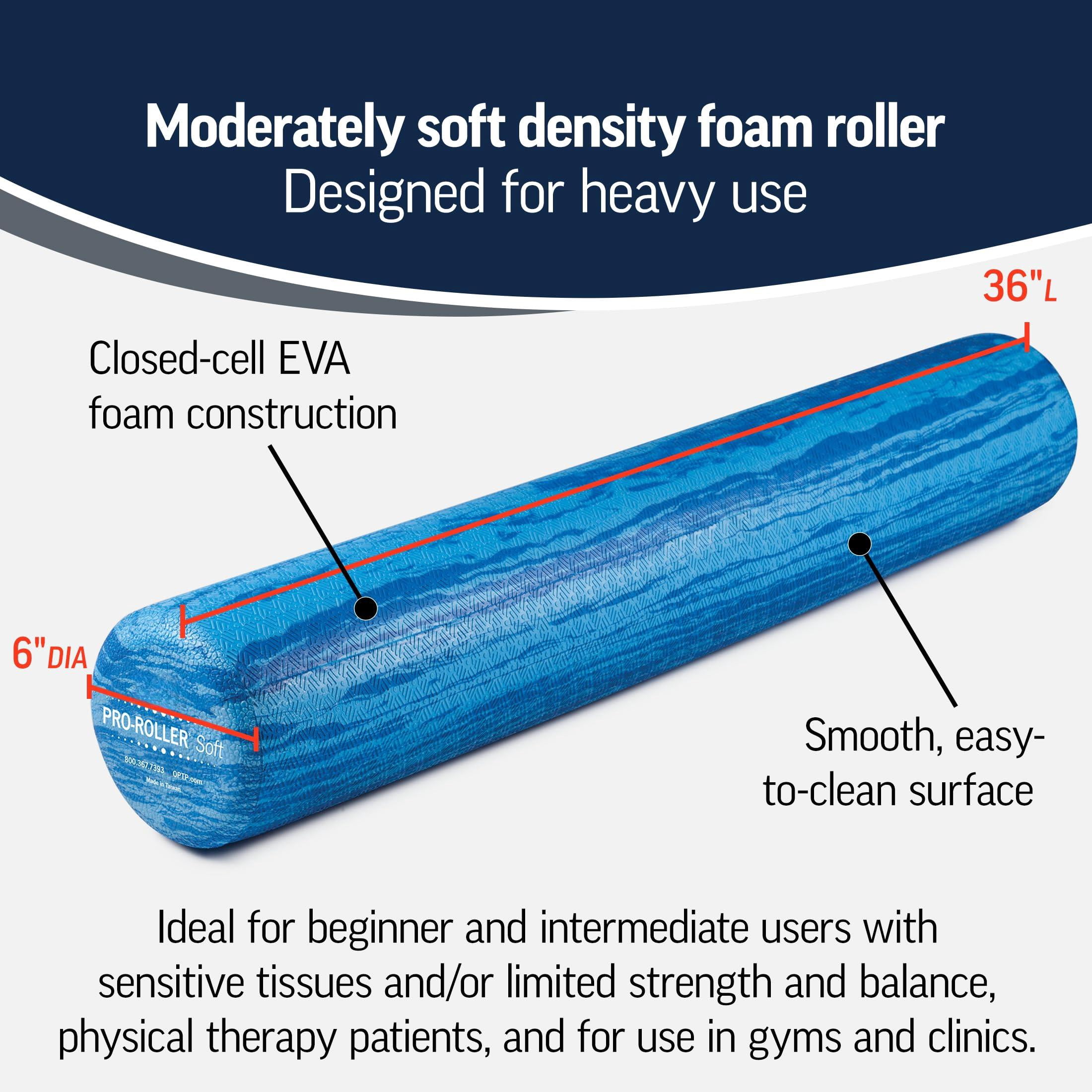 Pro-roller Soft Density Foam Roller - Low For Physical  Pilates Yoga Roll Exercises And Recovery- Blue 36" X 6"