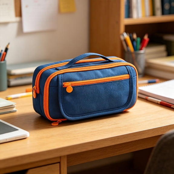 Zipper Pencil Pouch Case Bag, Large Capacity Multi-Functional Layer Pencil Case with Handle, Cute Pen Box Holder Bag, Pencils Dispenser for Classroom, Back To School Supplies