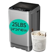 KRIB BLING 25 lbs Full Automatic Portable Washing Machine, LED Display, Drain Pump & Glass Cover, 8 Programs 8 Water Levels, for Apartment Dorm Camping, Grey
