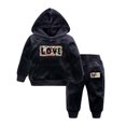 thumbnail image 2 of VERUGU Boys' Clothing Sets Toddler Baby Pleuche Fabrics Print Long Sleeve Coat Comfortable Warm Loose Pants Two Piece Set Black 2-3 Years, 2 of 8