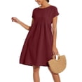 thumbnail image 6 of Clothing 2025 Dresses for Women 2025 Summer Cotton Linen Solid Gauze Dress Loose Casual Beach Vacation Flowy Midi Dress with Pockets, 6 of 8