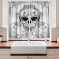 thumbnail image 2 of Ambesonne Skull Kitchen Curtains, Oriental Paisley, 55"x39", Pale Grey and White, 2 of 3