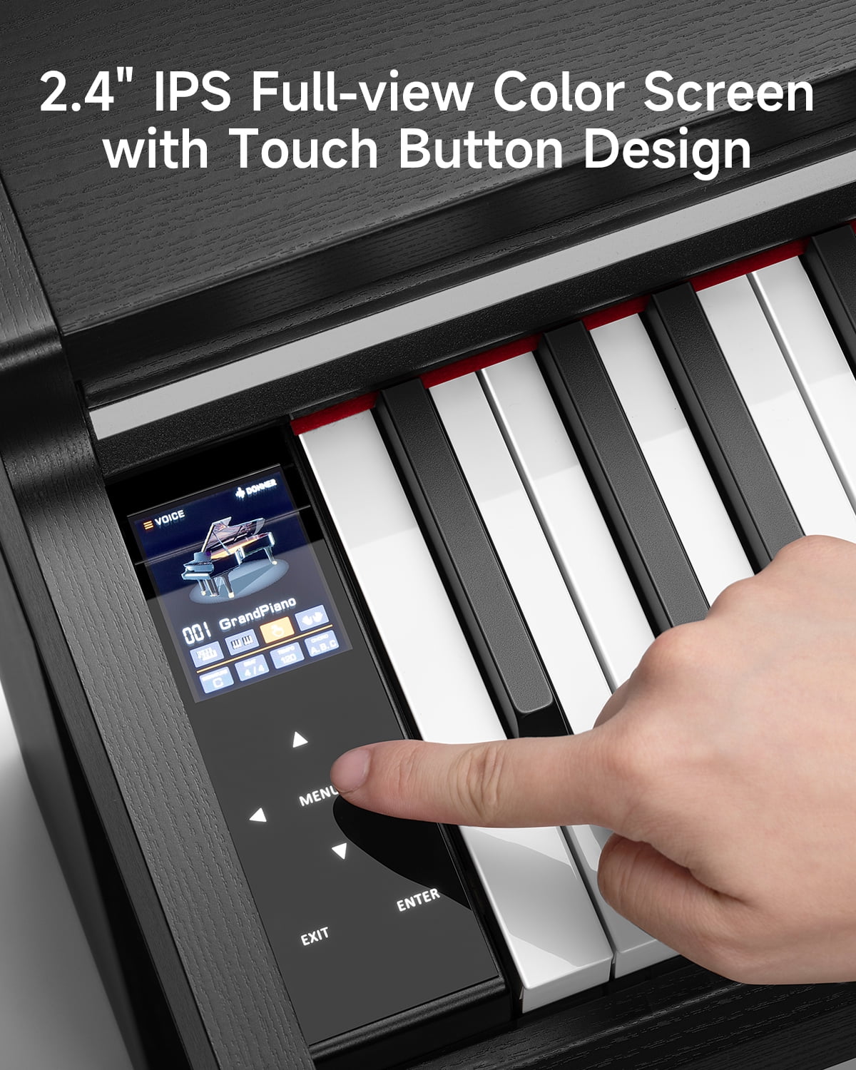 Donner DDP-200 Pro Digital Piano with 88 Key Graded Weighted Keyboard, 2.4" IPS Screen, Record, Wireless Connection, 100+ Sounds, 256 Polyphony, Full Size Piano Keyboard for Beginner, Advanced, Black