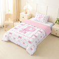 thumbnail image 2 of Manfei Romantic Shabby Chic P Personalized Initial Twin Comforter Sets 3-Piece for Girls Teens,Kids Princess Style Bow Knot Plaid Bedding Set,Pink Reversible,Lightweight Room Decor, 2 of 6