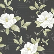 Brewster Cressida Black Magnolia Trail Unpasted Non Woven Wallpaper, 20.5-in by 33-ft, 56.4 sq. ft.