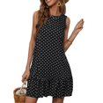 thumbnail image 2 of Women's Sleeveless Polka Dots Ruffle Tunic Dress Casual Summer Beach Tank Dresses Sundress, 2 of 6