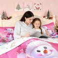 thumbnail image 4 of Erosebridal Winter Wonderland King Size Comforter Sets, Kawaii Xmas Snowman Comforters King Size, Pink, Christmas Reversible, 3pcs, 1 Comforter and 2 Pillowcases, 4 of 7
