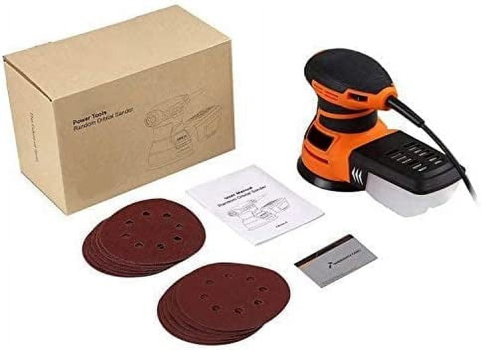 DOVAMAN Random Orbital Sander, 3 Amp, 5 Inch, Corded, Variable Speed, Dust Box, 12pcs Sanding Discs