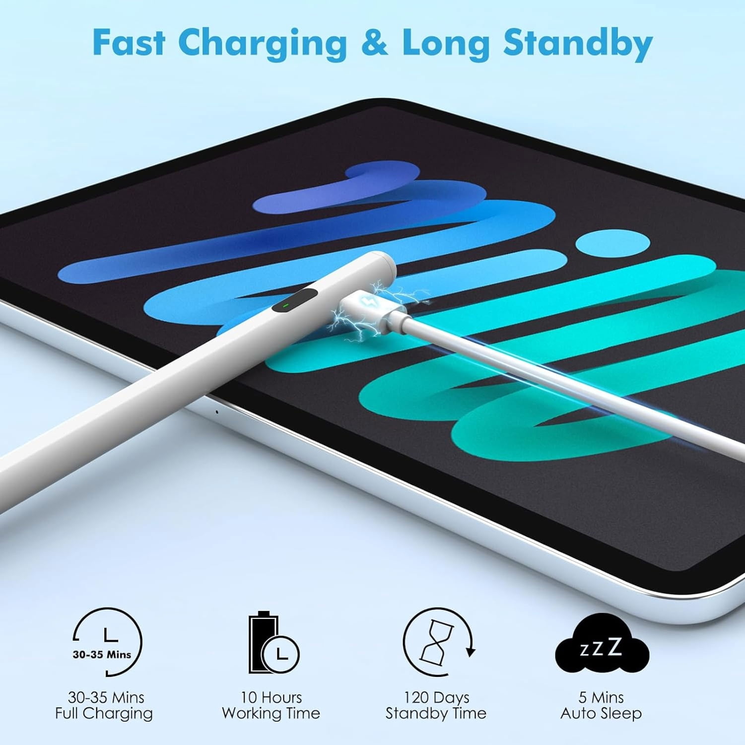 Touch Pen Active Digital Display Stylus for iPhone 16/Pro/Max/Plus - Capacitive Rechargeable Palm Rejection