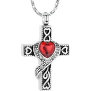Personalized Religious Cross Urn Necklaces for Ashes Stainless Steel Cremation Keepsake Jewelry Holder Birthstone Memorial Pendant Necklace for Men / Women