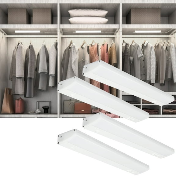4 Pack Slim 12" LED Under Cabinet Lighting, Under Counter Light Fixtures, Plug-in, Linkable LED Cabinet Lights, 4000K Cool White (Included 1*Power Cord)