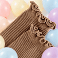 thumbnail image 2 of Girls Ruffle Crew Socks 4-Pack Soft Breathable Cotton Wine for School and Daily Wear,Size 3 T, 2 of 9