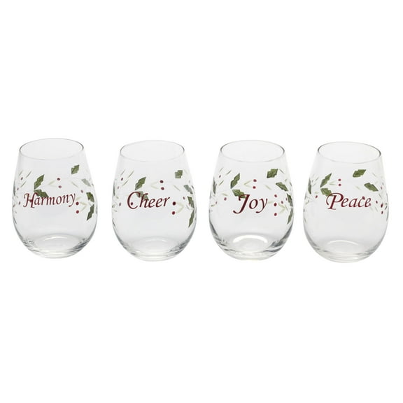Pfaltzgraff Winterberry Sentiments Stemless Wine Glass (Set of 4)