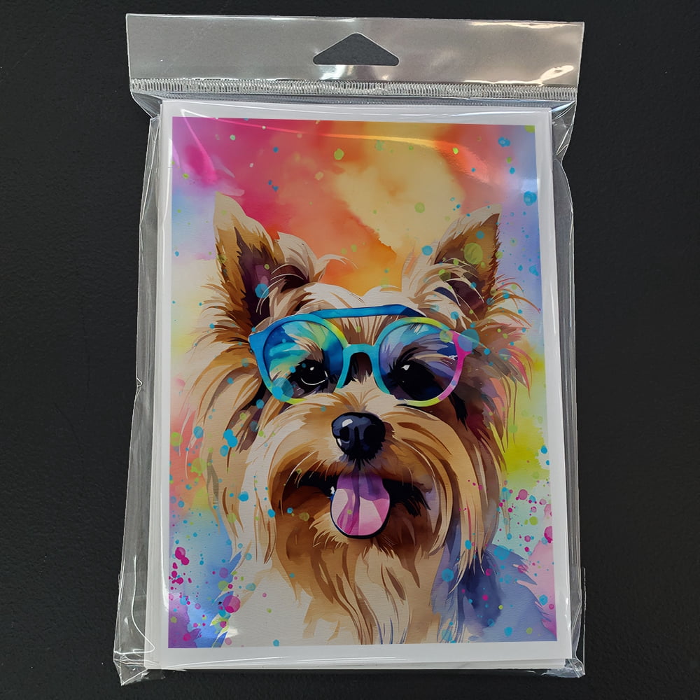 Yorkshire Terrier Hippie Dawg Greeting Cards Pack of 8 7 in x 5 in