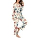thumbnail image 2 of Puntoco Conjunto de pijama cómodo para mujer, conjunto de pijama informal con cuello en V y pantalones largos con estampado navideño para mujer, 2 of 5