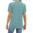 thumbnail image 3 of Blooming Jelly Womens Dressy Casual Tops Puff Sleeve Work Blouses Pleated V Neck T Shirts, 3 of 4