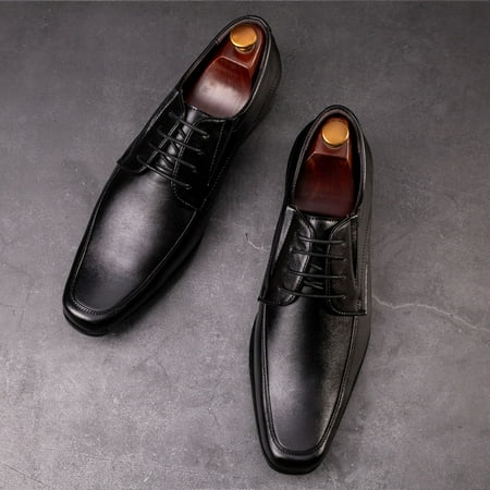 

Cathalem Fashion Style Men s Breathable Comfortable Business Lace Up Work Leisure Solid Color Leather Leather Mens Shoes 574 Black 12