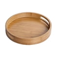 thumbnail image 1 of Round Serving Tray with Handles - Wooden Bamboo Circle Tray for Coffee Table, Food, Ottoman 11.81 Inch X 1.57 Inch, 1 of 5