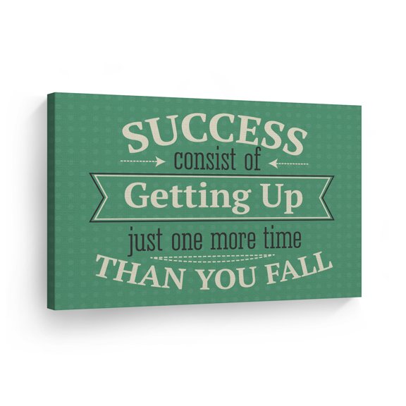 Smile Art Design Success Consist of Getting Up Just One More Time Retro Quote Motivational Canvas Wall Art Inspirational Wall Art Entrepreneur Quote Print Modern Office Decor Gift Ready to Hang 8x12