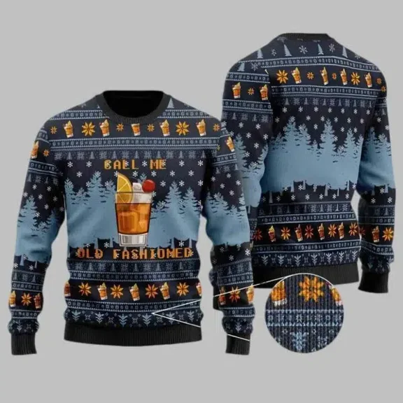 Whiskey Call Me Old Fashioned 3D Christmas Sweater