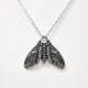 thumbnail image 1 of Collar de Halloween, joyería, collar con colgante de polilla de halcón, calavera de aleación, con cordón de cuero para mujeres y niñas (1 pieza, plata), 1 of 3