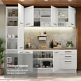 thumbnail image 4 of Madesa Hazel Kitchen Set 94"L Pantry Storage 3 Drawers 2 Wall Cupboard 2 Base Cabinet Engineered Wood Multiple Compartments Organization Unit - White, 4 of 11