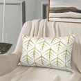 thumbnail image 4 of Plush Throw Pillow Covers, White And Gold Geometry A Pillow Cases with Invisible Zipper, Breathable Microfiber Pillow Cases Standard Size for Sleeping Bedroom Sofa Living Room 16x24, 4 of 5