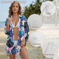 thumbnail image 6 of Xoenoiee Tropical Monstera Palm Leaves Print Swimsuit Coverup for Women Casual V Neck Bathing Suit Cover Ups Button Down Beach Bikini Swimwear Cover up Dress Shirt, 3XL, 6 of 7