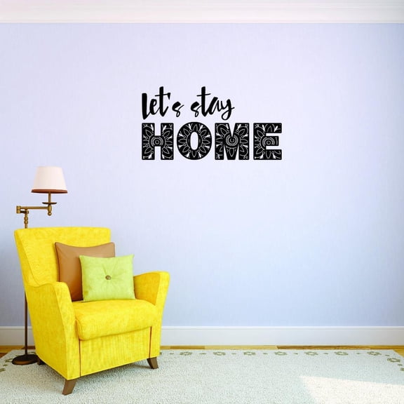 Custom Decals Lets Stay Home Wall Art Size: 12 X 30 Inches Color: Black