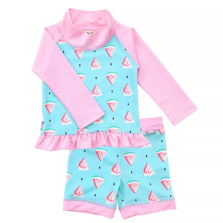 

JAN & JUL UV Protective Two-piece Girls Rash Guard Set Quick-dry (5T Watermelon)