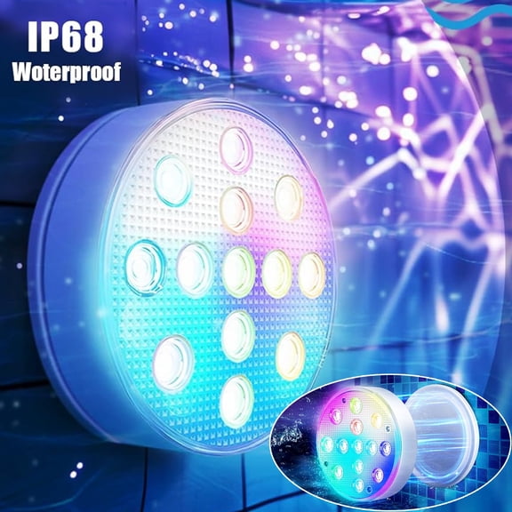 Pool Lights Underwater,Rechargeable Pool Lights with Remote,Waterproof Pool Lights,Charging Battery Operated,Controlled 16 Color Changing LED,Magnet Pool Lights Decoration for Parties,Pool,Pond