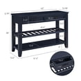 thumbnail image 4 of Howcool Retro Console Table with 2 Open Shelves, 2 drawers Pine Solid Wood Frame for Living Room, Navy Blue, 4 of 6