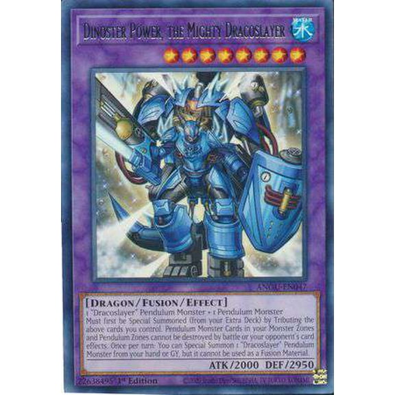 YuGiOh Ancient Guardians Rare Dinoster Power, the Mighty Dracoslayer ANGU-EN047