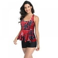 thumbnail image 4 of OUSITAID Ladies Print Ruffle Swimsuit Boxer Conservative Shorts Two-piece Bikini Swimsuit, 4 of 5