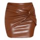 thumbnail image 2 of Gibobby faldas cargo de PU de color sólido para mujer Falda de cadera sexy de cintura alta de color sólido plisada(Marrón, XXL), 2 of 4