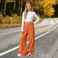 thumbnail image 2 of GiLiling Teen Girls Barrel Sweatpants High Waisted Fleece Baggy School Sweat Pants Barrel Leg Pants High Waisted Baggy Fit Pants (Orange, 11-12 Years), 2 of 7