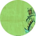 thumbnail image 1 of Ahgly Company Machine Washable Indoor Round Abstract Turquoise Blue Modern Area Rugs, 4' Round, 1 of 4